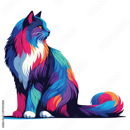 Colorful Artistic Cat Illustration with Vibrant Abstract Fur