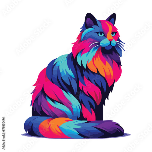 Colorful Artistic Cat Illustration with Vibrant Abstract Fur