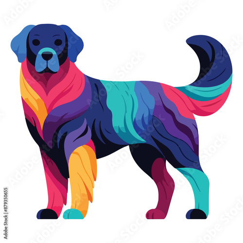 Colorful Artistic Dog Illustration with Vibrant Abstract Fur