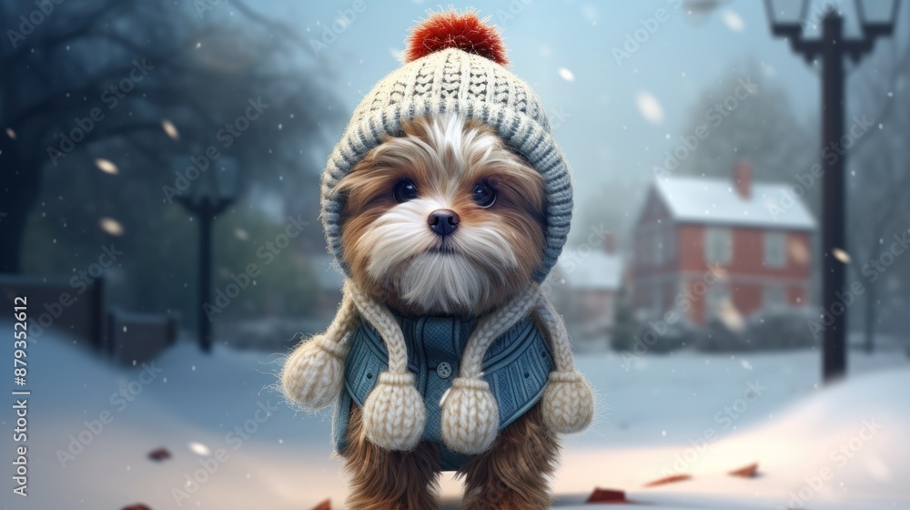 a dog dressed in winter clothes a dog dressed in winter clothes