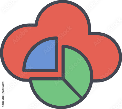 cloud computing with pie chart icon