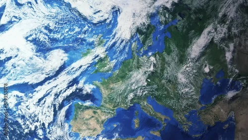 Zooming in on Eindhoven, Netherlands frome space. Realistic 3D Animation.