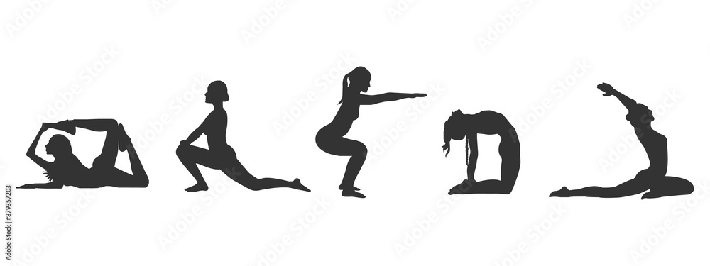 Yoga day with different posing silhouette isolated on transparent background. Yoga day with different posing silhouette isolated on transparent background.