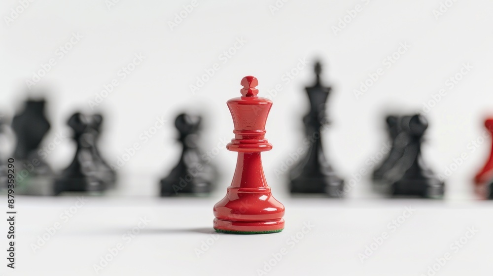 Red King Chess Piece Commands the Board Under Strategic Spotlight - Generative AI Red King Chess Piece Commands the Board Under Strategic Spotlight - Generative AI