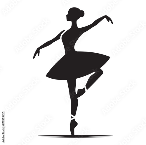 Ballerina vector icon in flat style black color silhouette