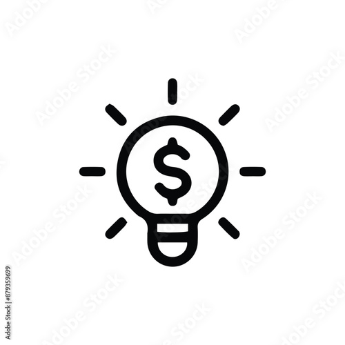 Simple line drawing of a light bulb with a dollar sign inside