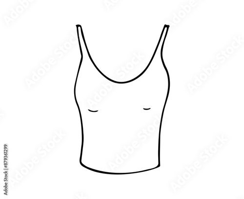 Hand-drawn women's tank-top, fashion illustration. Women underwear. Isolated illustration on white