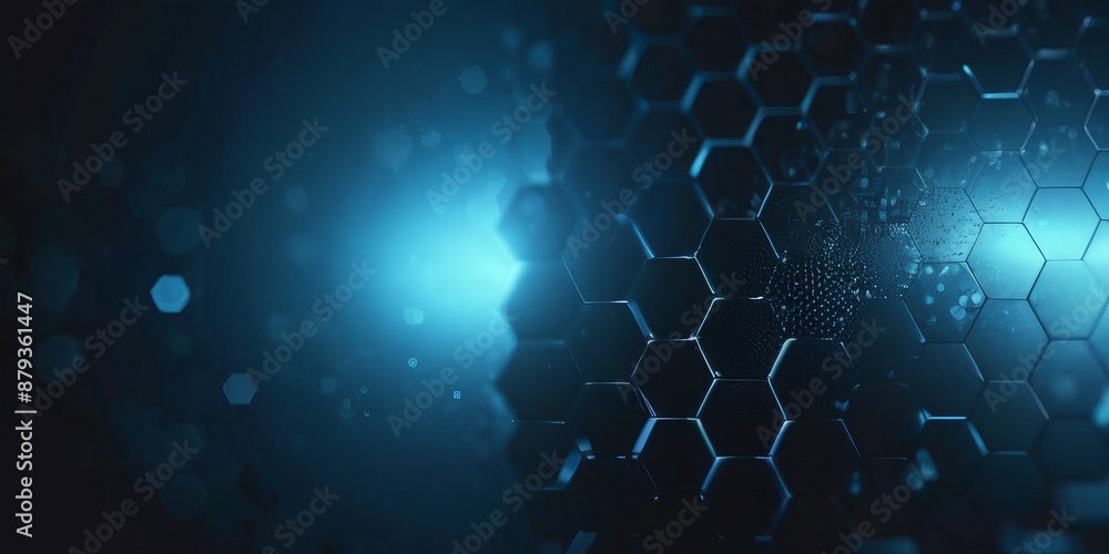 abstract background blue illumination of hexagonal structures abstract background blue illumination of hexagonal structures