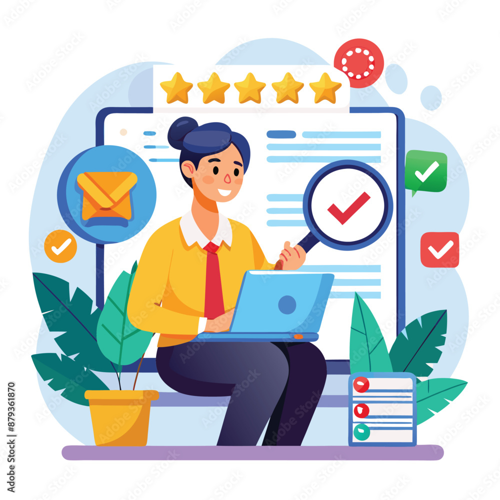 a-flat-illustration-of-an-hr-manager-evaluating-empoye-work-stats a-flat-illustration-of-an-hr-manager-evaluating-empoye-work-stats