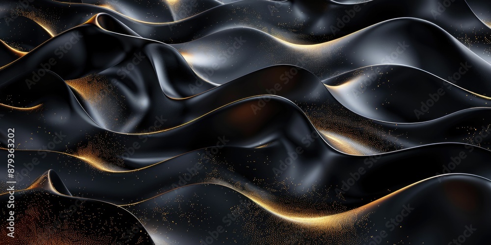 Obraz premium Abstract Black and Gold Wavy Background