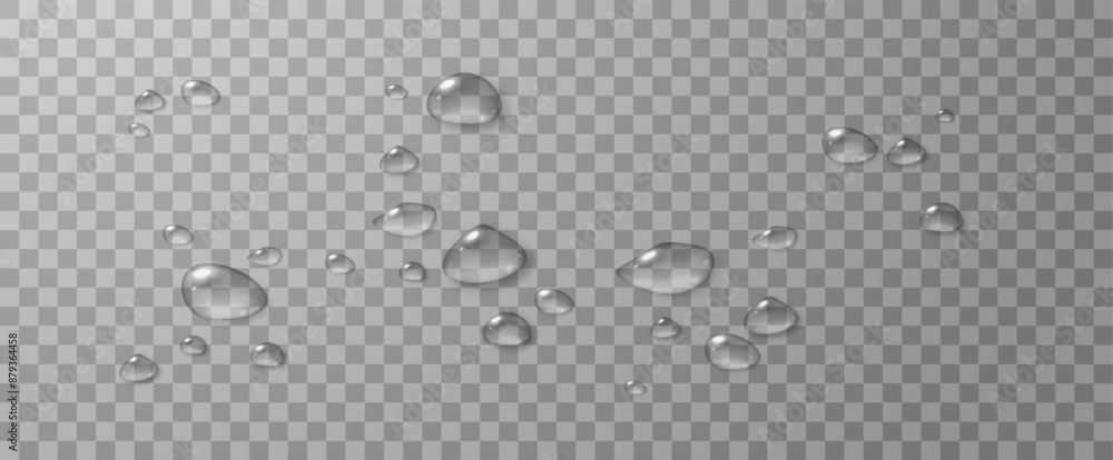 Realistic vector water drops png on a transparent light background ...