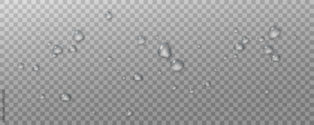 Realistic vector water drops png on a transparent light background ...