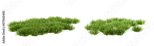 Set of grass patch scene isolated on transparent background