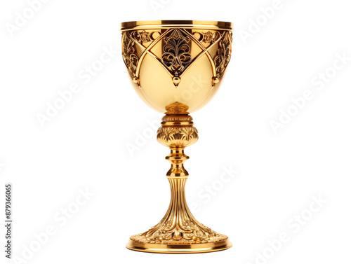 a gold cup with a design on it