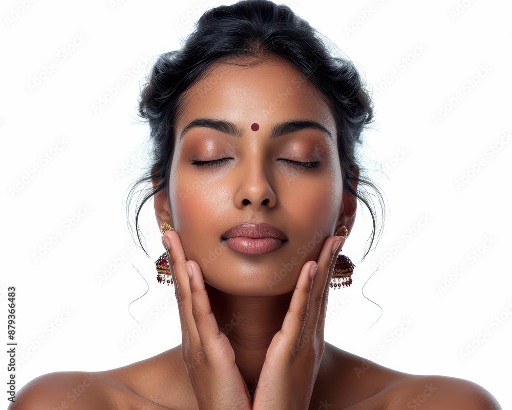 Beauty Indian woman spa healthy skin, isolated on white background Beauty Indian woman spa healthy skin, isolated on white background