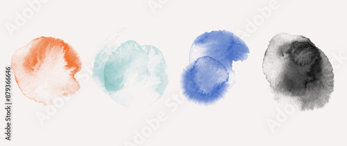Vector illustration of watercolor brush strokes. Multi-colored watercolor splashes or blots. Vector illustration