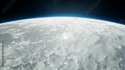 Close-up moon surface with detailed craters and texture, panorama background.
