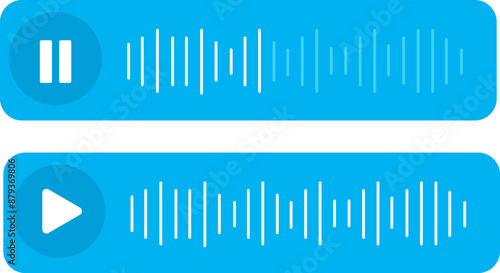 Voice message bubbles. Sound wave icons. Mobile messenger app, online radio, podcast interface element.