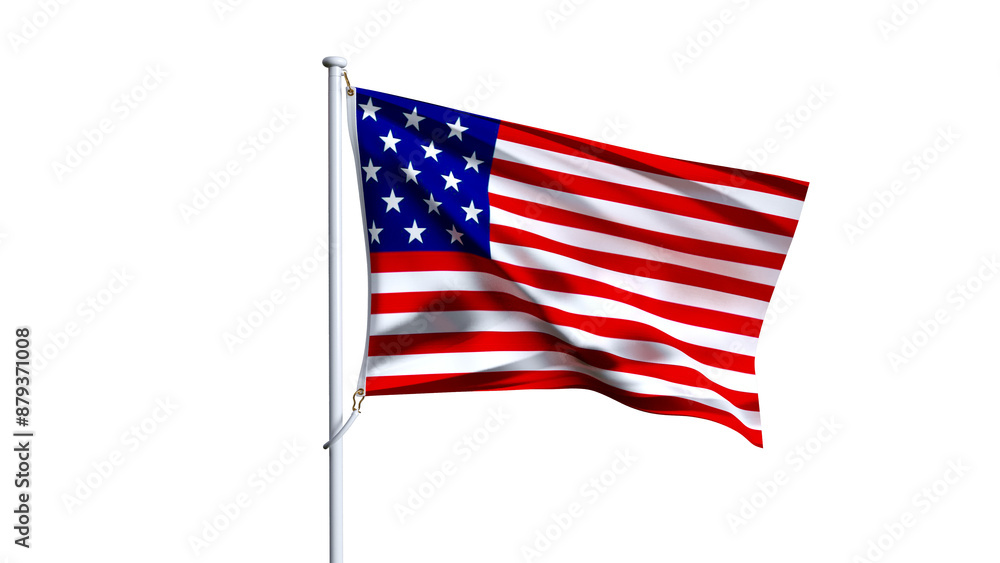 Fototapeta premium Waving flag of america isolated on transparent background. united states flag