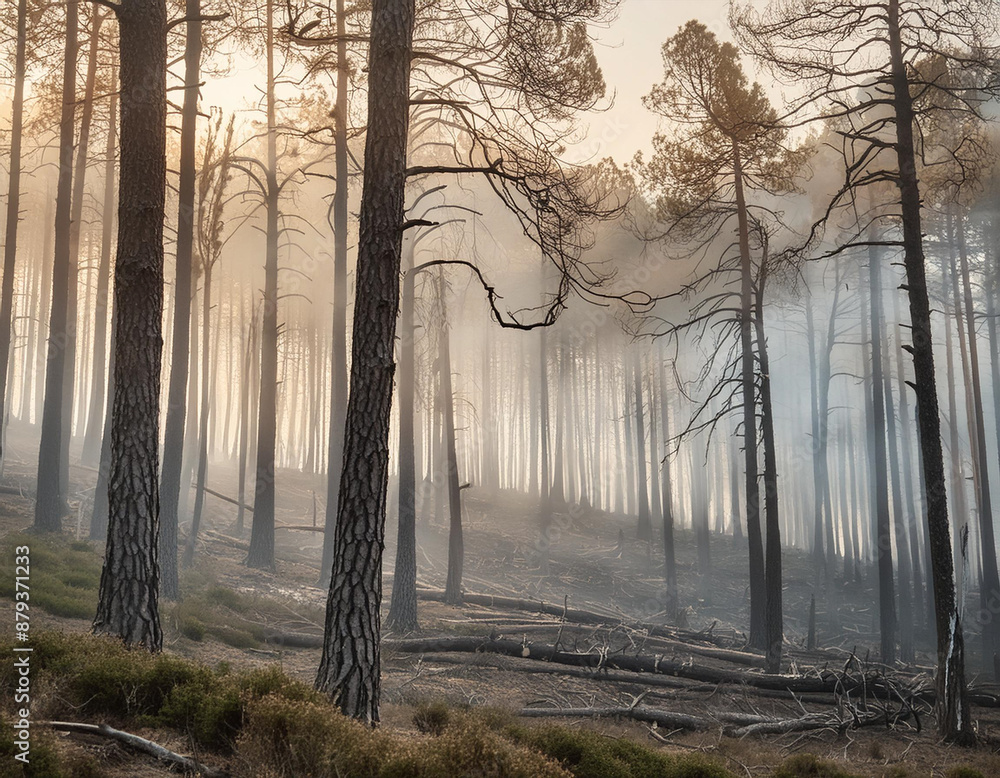 Fototapeta premium Deforestation Impact on Climate Change: A Stark Reminder of Climate Warming and Global Environmental Crisis