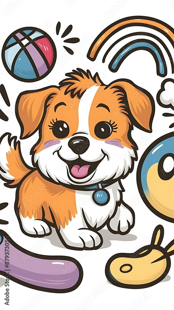 Obraz premium Cute dog Cartoon Vector Icon Illustration