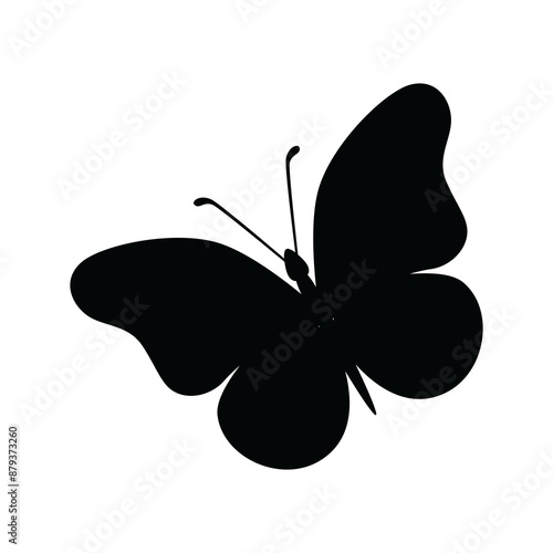 Butterfly collection. Black white illustration. Butterflies clipart set. Set of black silhouette butterflies. Baby shower design elements. Party invitation, birthday celebration. Spring, summer decor