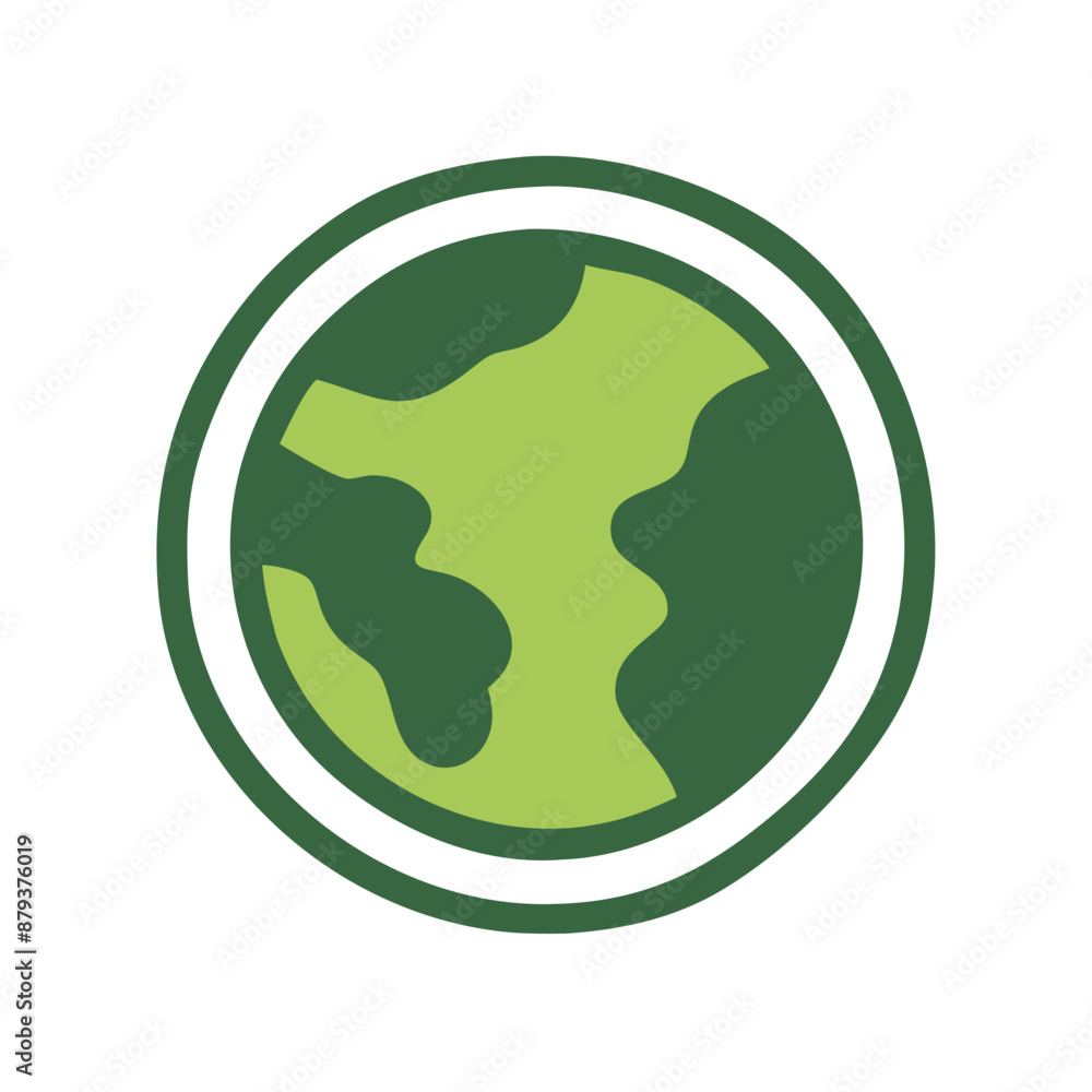 Green Earth Icon, Flat Design, Environmental Concept Green Earth Icon, Flat Design, Environmental Concept