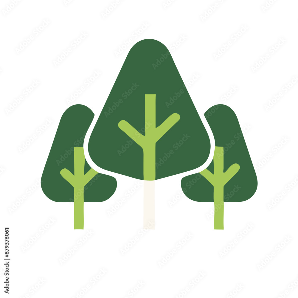 Green Trees Icon, Flat Design, Nature and Eco-Friendly Concept Green Trees Icon, Flat Design, Nature and Eco-Friendly Concept