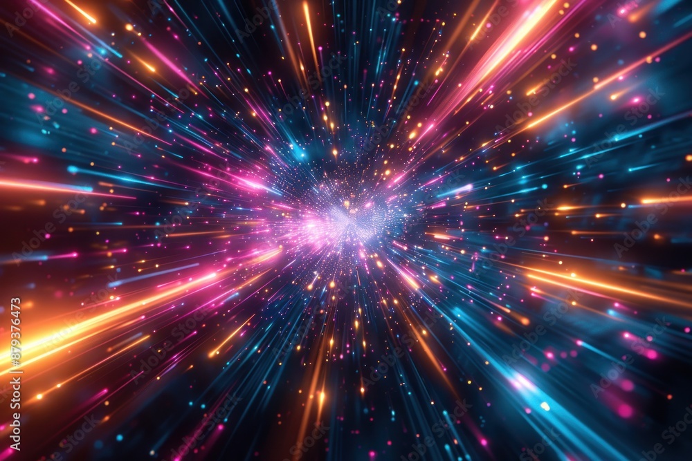 Obraz premium Abstract background, light speed effect, swirling light streaks radiating vortex, digital wallpapers