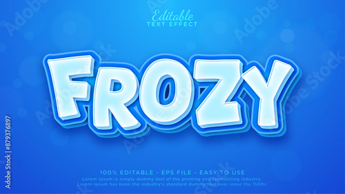 Editable text effect cold theme, Frost text style