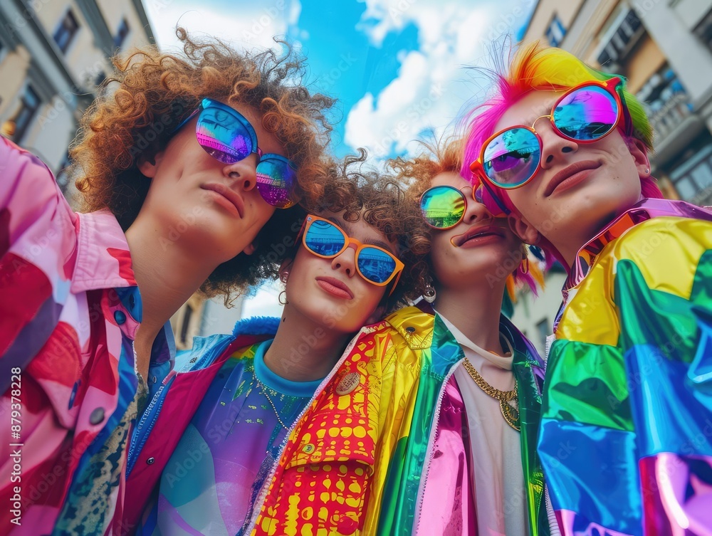 group of young LGBTQ teen mix gender ethnicity lively active together fun laugh smiling joyful cheerful, colorful people rainbow theme, fashionable hair style with sunglasses. group of young LGBTQ teen mix gender ethnicity lively active together fun laugh smiling joyful cheerful, colorful people rainbow theme, fashionable hair style with sunglasses.