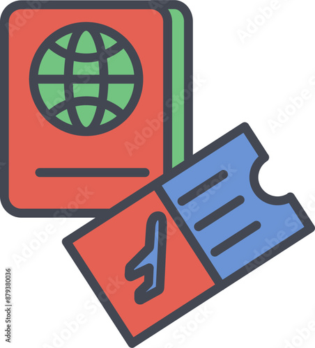 Ticket and Passport Vector Icon