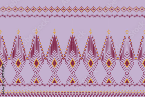 Geometric saree ethnic seamless pattern. abstract illustration. design for geometric pattern wallpaper. Tribal ethnic vector texture. Aztec style. Folk embroidery. Indian, Scandinavian, African rug.