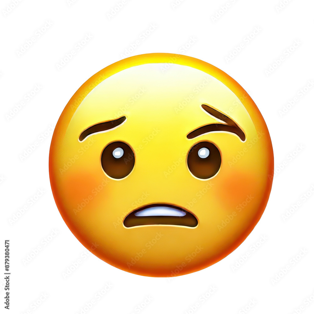 Fototapeta premium Worried emoji face with anxious expression isolated on white background