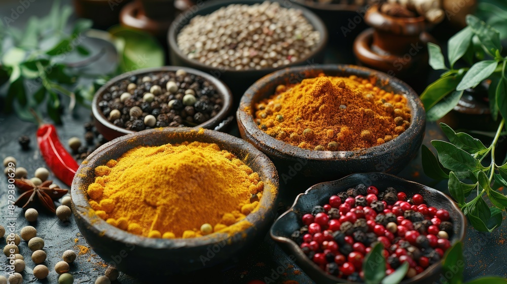 Composition with different spices and herbs Composition with different spices and herbs