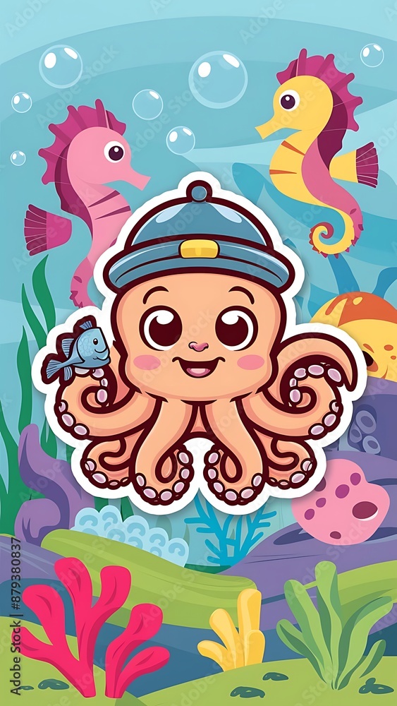 Cute Octopus Cartoon Vector Icon Illustration Cute Octopus Cartoon Vector Icon Illustration