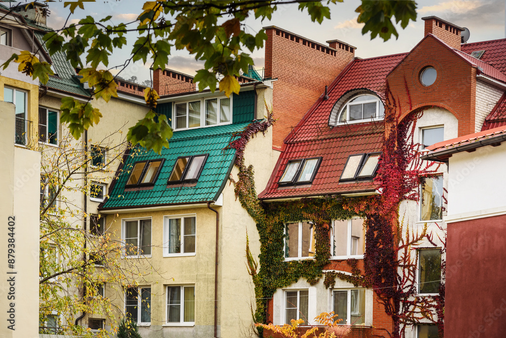 Architecture of historical part of resort town Zelenogradsk. Kaliningrad region. Russia