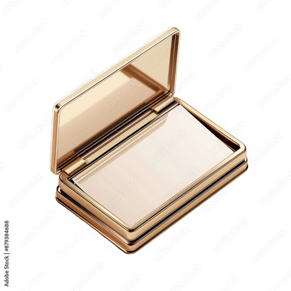 Open Gold Compact with White Interior. Open Gold Compact with White Interior.