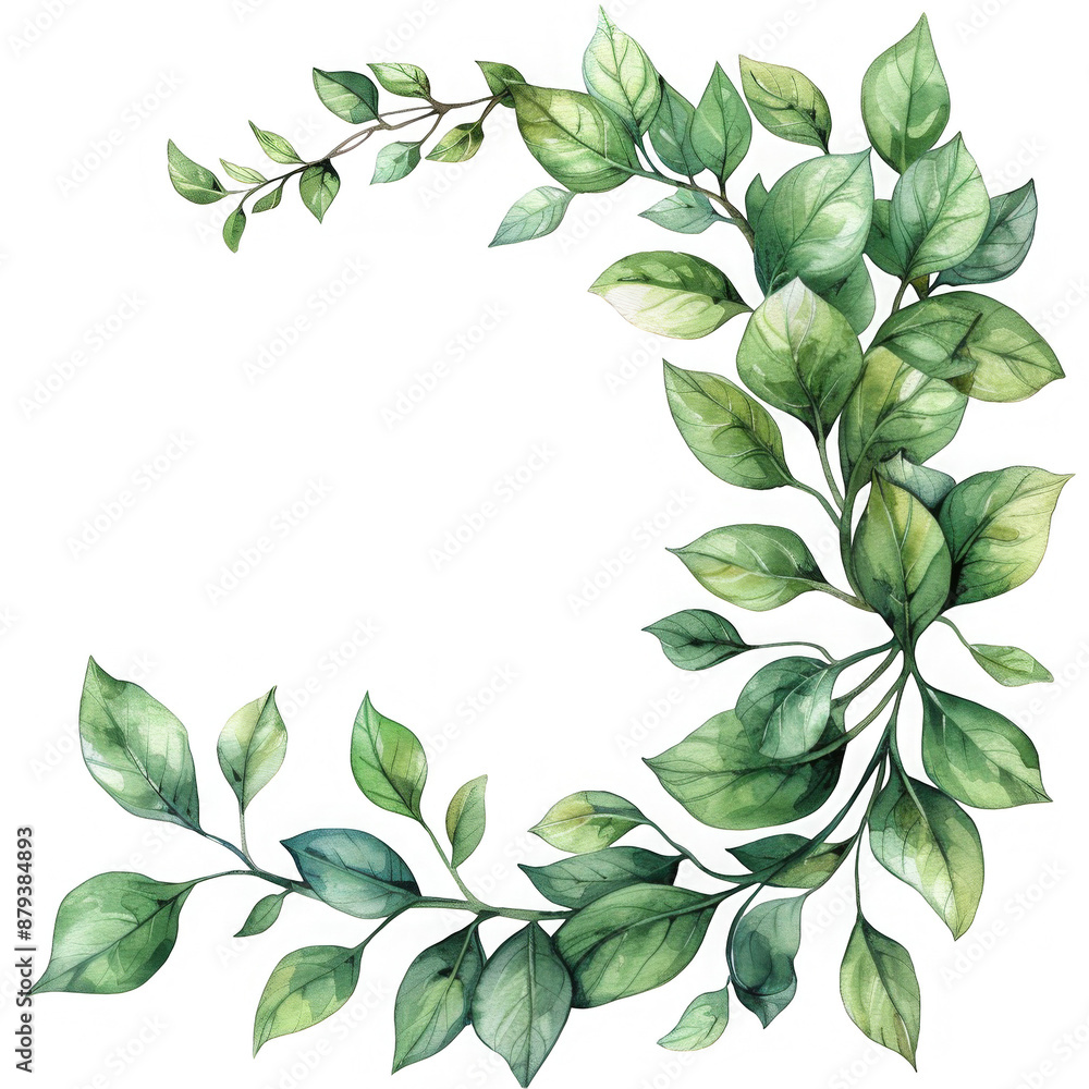 Green Leaves Watercolor Frame. Green Leaves Watercolor Frame.