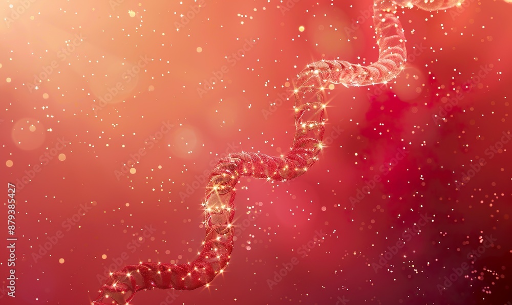 Technical illustration of DNA chains rendered in an abstract, minimalist style, with translucent and fluorescent colors Technical illustration of DNA chains rendered in an abstract, minimalist style, with translucent and fluorescent colors