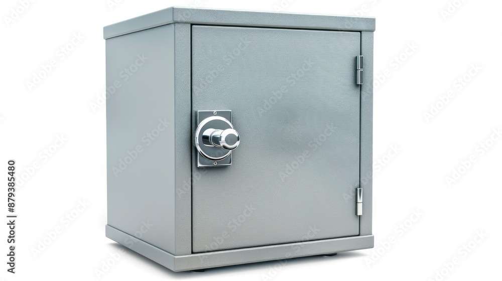 Steel cabinet safe box on white background Steel cabinet safe box on white background