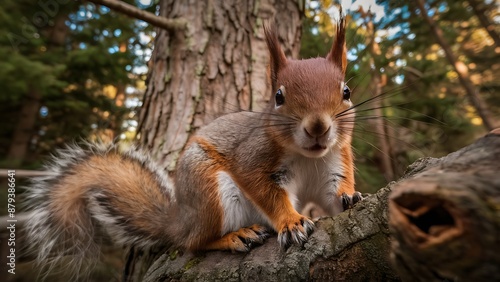 Tapety artystyczne Cute red squirrel wallpaper