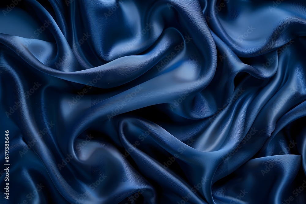 Luxurious Blue Silk Fabric with Elegant Folds Luxurious Blue Silk Fabric with Elegant Folds