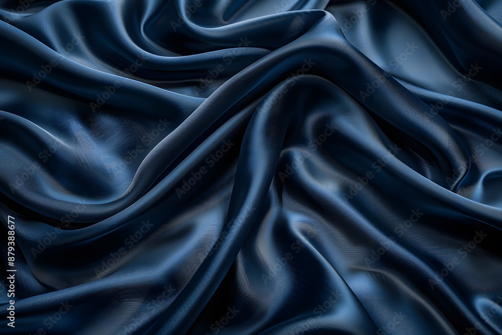 Fototapeta premium Luxurious Dark Blue Silk Fabric with Elegant Folds