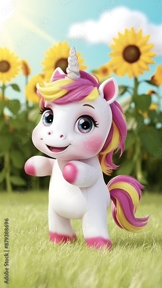 Naklejka premium Cute unicorn Cartoon Vector Icon Illustration