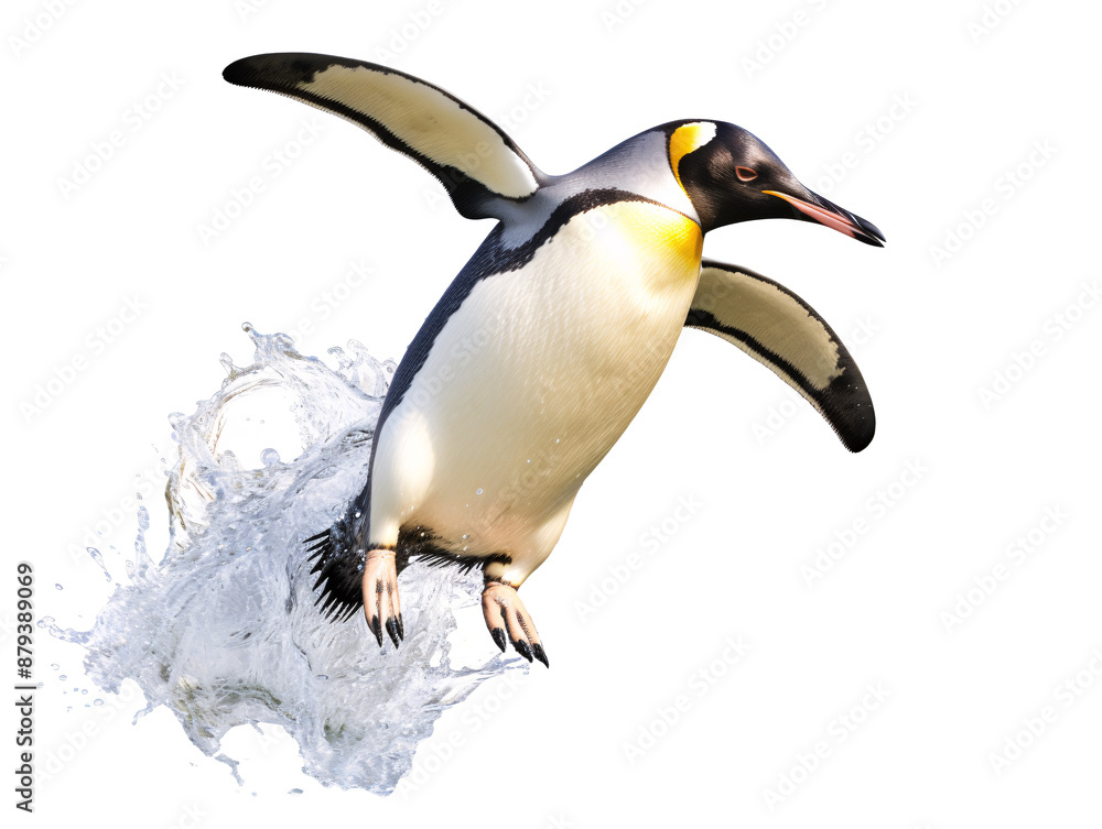 Obraz premium a penguin jumping out of water