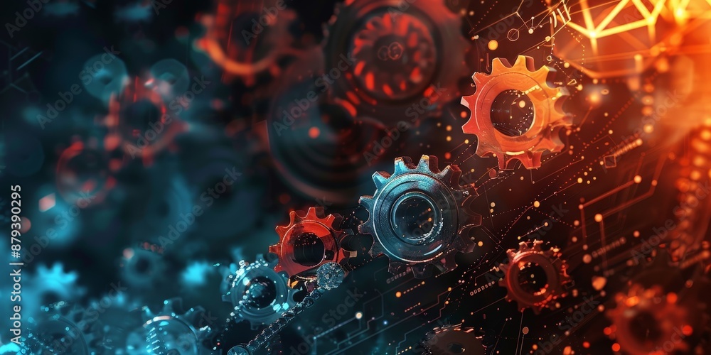 A close-up of futuristic mechanical gears with interconnected networks, representing advanced technology and innovation. A close-up of futuristic mechanical gears with interconnected networks, representing advanced technology and innovation.