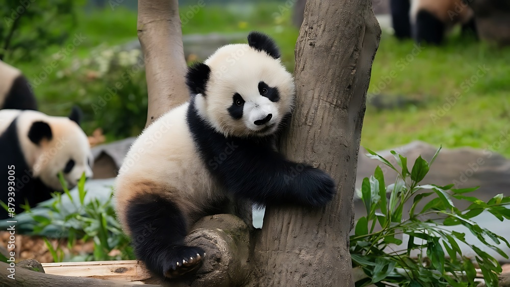 Fototapeta premium Giant panda cub wallpaper