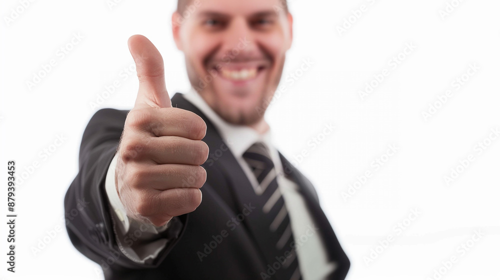 businessman smiling and showing thumb up isolated on white background businessman smiling and showing thumb up isolated on white background