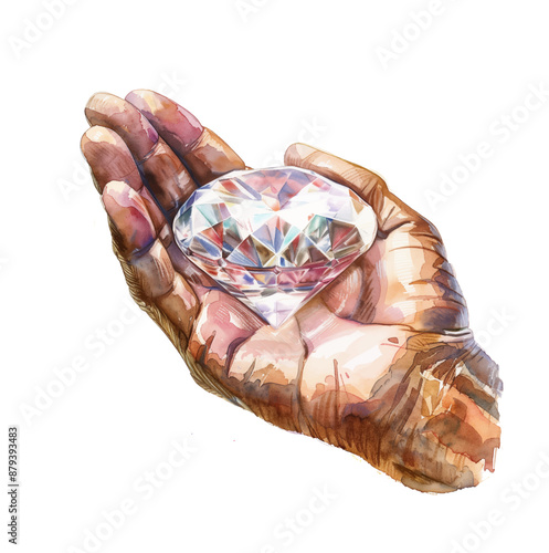 hand holding diamond watercolor digital painting good quality